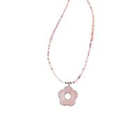SELVFZ Acrylic Beaded Necklace Hollowed Out Floral Pendant Neckchain Trend Chain Fashion Jewelry Acrylic Beaded Necklace Adjustable
