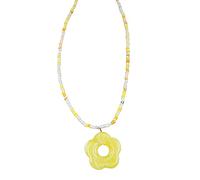 SELVFZ Acrylic Beaded Necklace Hollowed Out Floral Pendant Neckchain Trend Chain Fashion Jewelry Acrylic Beaded Necklace Adjustable