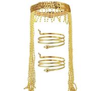 SELVFZ Adult Teenagers Cosplay Egyptian Headband Golden Color Snake Shape Bangle Live Broadcast Halloween Party Headpiece Egyptian Costume Women Egyptian Costume Women Headpiece