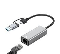 SELVFZ Aluminum Alloy USB C/A To RJ45 Gigabit Ethernet Adapter 1/2.5Gbps Fast Speed Converters For Laptop Desktop Two Head C/A Networkings Adapter