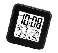 SELVFZ Battery Operated Alarm Clock LCD Display With Date Day Temperature 12/24Hour Voice Control Backlight Snoozes Function Quiet Travel Clock