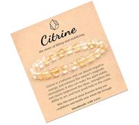 SELVFZ Beaded with Card Natural Gemstones Beads Bangle for Happiness and Strength Adjustable Wristchain Jewelry Confidence Boosting