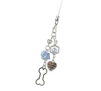 SELVFZ Blue Heart Dogs Charm Phone Strap Lovely Heart Dogs Phone Strap Chain Multi Purpose Keychain Pendant for Daily Wear