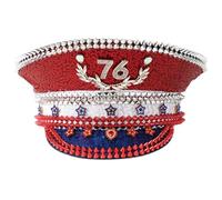 SELVFZ Bridal Captain Hat Jeweled Rhinestones For Women Bride Hat Sparkling Sequins Eye-catching Photo Props Statement Headwear