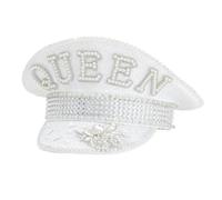 SELVFZ Bridal Captain Hat Jeweled Rhinestones For Women Bride Hat Sparkling Sequins Eye-catching Photo Props Statement Headwear