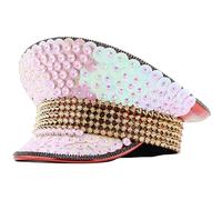 SELVFZ Bride Hat For Dancing Party Sequins Fedoras Music Festival Women Costume Rhinestone Rivet Studded Captain Hats Bachelorette Party Hat For Bride