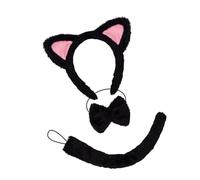 SELVFZ Cats Costumes Set Cats Ears Headbands Tail Bows Tutus Face Stickers Animal Cosplay Costume For Halloween Christmas Party Halloween Cosplay Costume