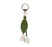 SELVFZ Dainty Tulips Holder PU Leather Alloy Lovely Design Elegant Floral Rings For Keys Backpacks Gift Giving Lightweight Keychain For Bags