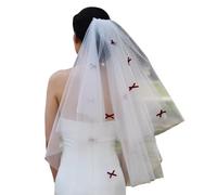 SELVFZ Delicate Bridal Veil Mantilla Double Layer Veil Headpiece Bowknot Bachelorette Party Bridal Hair Jewelry Headpiece Two Layer Wedding Veils