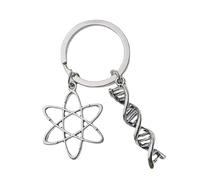 SELVFZ DNA Pendant Keychain Creative Science Instrument Shape Keyring Neurology Biology Key Rings Students