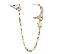 SELVFZ Douyin with The Same Moon Star Ear Hanging Without Ear Hole Ear Bone Clip Female Design All-Match Earrings
