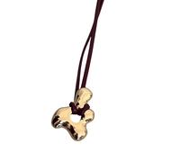 SELVFZ Elegant Handmade Abstract Hollow Pendant Choker Long PU Leather Necklace Adjustable Length Neckchain for Women Girls