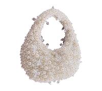 SELVFZ Fashionable Double Handle Evening Bag Faux Pearls Detailing Modern Compact Design Lightweight Women's Accessory Trendy Beaded Handbag For Outfits