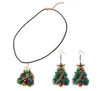 SELVFZ Festive Holiday Earrings And Necklace Set Christmas Tree Designed Neck Chain Ear Adorments Fashion Jewelry For Women
