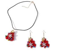SELVFZ Festive Holiday Earrings And Necklace Set Christmas Tree Designed Neck Chain Ear Adorments Fashion Jewelry For Women