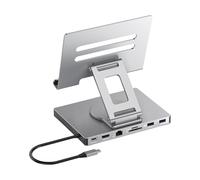 SELVFZ Foldable USB C Adapter Stand With PD100W Charging 1000Mbps Ethernet Adjustment Height Heat Dissipation Aluminum Alloy Laptop Cooling Docking Station