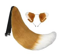SELVFZ Furry Tail Ear Haedband Hair Hoop Long Tail Ears Headband Faux Tail Tail And Ears Set Furry Tails For Adults Costume Tail And Ears Faux Tail Clip On Plush