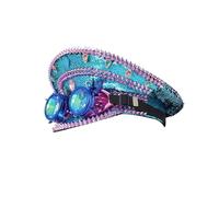 SELVFZ Goggles Rivet Marine Hat For Casual And Formal Event Rhinestones Studded Cosplay Hat For Music Festival Roleplay Props Cosplay Headwear