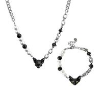 SELVFZ Gothic Black Necklace for Women Pearl Beaded Clavicle Chain Choker Sweet Cool Collar Chains Party Jewelry Beaded Necklace for Women