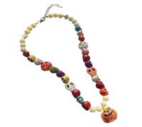 SELVFZ Halloween Acrylic Skull Beaded Necklace Pumpkin Pendant Necklace Choker Party Jewelry Fashion Clavicle Chain Necklace Halloween Clavicle Chain Choker