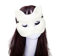 SELVFZ Halloween Party Masquerade Costume Hand Painted Half Face Cosplays White Face Paintable Half Face Masquerade