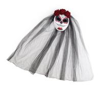 SELVFZ Halloween Scary Bride With Rose Veil Halloween Dead Rose Veil Scary Bride For Women Girl Cosplay Mysterious Costume Accessory