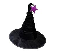 SELVFZ Halloween Witch Hats Star Pleated Wizard Caps Large Black Witches Witch Hat For Halloween Party Decor Cosplay Costume Witch Caps