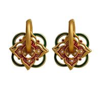 SELVFZ Hollow Dangle Earrings Colorful Flower Earrings Alloy Texture Ear Hoops Casual Earrings Suitable for Women Daily Wear