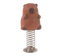 SELVFZ Interactive Ceramic Animal Figurine With Metal Spring Base Design For Home Office Desktop Decors Car Dashboards Ornament Cute Capybara Figurine With Spring