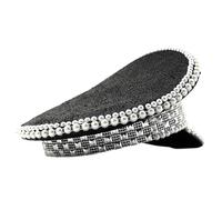SELVFZ Jeweled Captain Hat Heavy Crystal Surprise Bride Hat For Carnivals Music Festival Mardi Gras