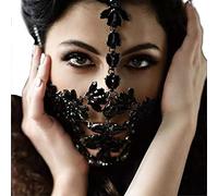 SELVFZ Lady Crystal Masquerade Face Jewelry Halloween Party Accessories Nightclub Ornaments Face Chain With Adjustable Chain Cosplay Face Accessories For Women Teen Girls