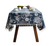SELVFZ Luxury Flower Tablecloth Waterproofie Polyester Fabric Table Cover For Dining Office Party Decoration Cloth Elegant Blue Tablecloth For Dining