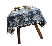 SELVFZ Luxury Flower Tablecloth Waterproofie Polyester Fabric Table Cover For Dining Office Party Decoration Cloth Elegant Blue Tablecloth For Dining