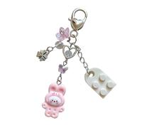 SELVFZ Matching Heart Keychains Adornment Lovely Animal Heart Bricks Keychains Unique Keyrings Pendant Charm for Couples