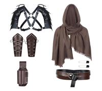 SELVFZ Medieval Soldier Knightly Costume Accessories With Leather Bracers Cape And Essential Battle Outfit For Themed Event Medieval Knight Costume