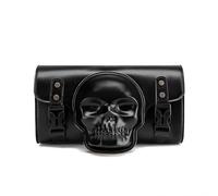 SELVFZ Motorcycle Saddlebag Vintage Tool Bag Skull Pattern PU Storage Front Fork Handlebar Tool Easy Install Motorcycle Bag