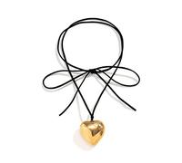 SELVFZ Necklace Big Love-Heart Charm Clavicle Chain Adjustable Wax Rope Chain Glass Pendant Choker Necklace Birthday Ornament