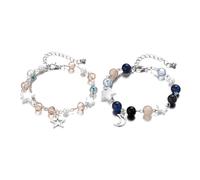 SELVFZ Pack of 2 Adjustable Acrylic Star and Moon Charm Bracelets Fashion Wrist Jewelry Beaded for Fashionable Outfits