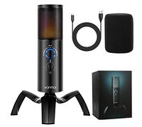 SELVFZ Portable Handheld Mic Machine Home Party Microphones Vocal Props RGB Light Rotation Design