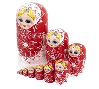 SELVFZ Russian Matryoshka 10Layer Wood Nesting Dolls Traditional Babushka Hand Painted Stacking Toy Display Figurines Souvenir Stacking Toy