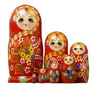 SELVFZ Russian Nesting Dolls 7pcs Wood Matryoshka Collectible Babushka Set Handpaint Stacking Dolls Folk Arts Festival Ornament Russian Craftsmanship
