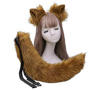 SELVFZ Simulation Plush For Ears Headband With Solid Color Bendable Furry Animal Long Tail Set Anime Cosplay Costume Crowns