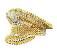 SELVFZ Stylish Gold Hat With Sequins And Rivet Studded For Music Festival Outfit Theme Event Gathering Headwear Party Hat Fashion Headwear