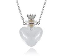 SELVFZ Transparent Heart Vial Bottle Necklaces for Steel Chain Make A for Wish Blood Vial Necklace Women Jewel Essential Oil Necklaces for Women