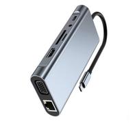 SELVFZ USB C To HDTV Adapter 11 Port Expansion Dock With RJ45 Ethernet 3.5mm USB3.0 USB2.0 Data Transfer Card Reader 87W Multiport Adapter Aluminum USB C Dock