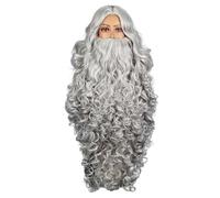 SELVFZ White Santa Beard And Set Christmas Old Man Realistic Hair With Bear Mustache Christmas Cosplay Costume Props Gifts Santa Clauses Hair And Beard
