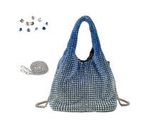 SELVFZ Women Full Handbag Rhinestone Clutch Purse Bucket Shape Evening Shoulder Bag For Party Prom Cocktail Fashionable Rhinestones Handbag
