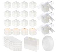 Selvotran 32 Pcs Mini White Bubble Candles with 35 Thank You Cards, Ribbon, Stickers and Scissors, Wedding Favors Gifts for Guests Bulk for Wedding, Bridal Shower, Baptism