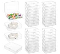 Selvotran 36 Pcs Plastic Bead Storage Containers, 4.5 x 3.3 x 1.1 in Small Storage Boxes, Clear Rectangle Containers with Hinged Lids, Mini Organizer Cases for Jewelry, Crafts, Small Items, Parts