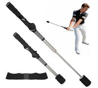 Selvotran Golf Swing Training Aid with Arm Band, Retractable Golf Swing Trainer, Audible Click Feedback, Right Handed Grip Trainer for Warm Up Practice, Indoor and Outdoor Training Equipment